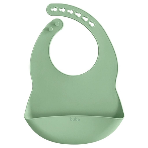 Babador de Silicone Com Pega Migalhas Verde Buba