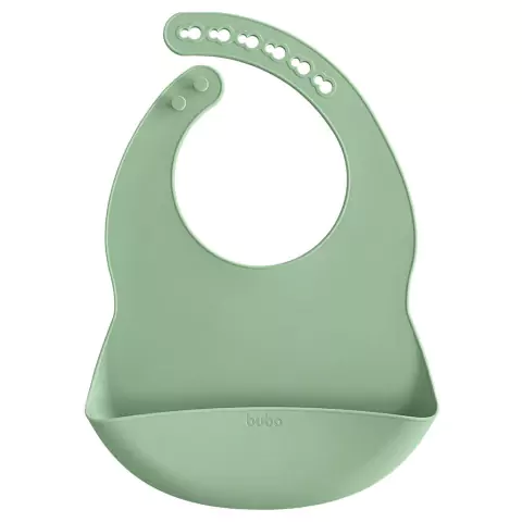 Babador de Silicone Com Pega Migalhas Verde Buba