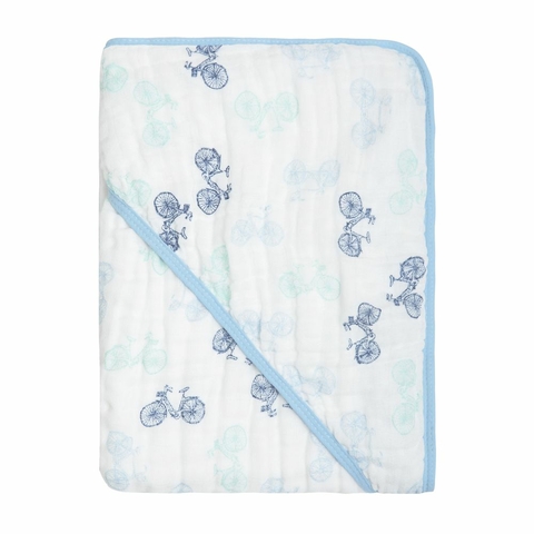 Toalha De Banho Soft Com Capuz Estampada 80Cm X 80Cm Bicicleta Papi