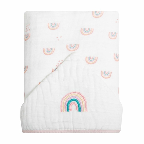 Toalha De Banho Papi Soft Com Capuz Bordado 90Cm X 75Cm Arco-íris Papi