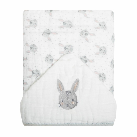 Toalha De Banho Papi Soft Com Capuz Bordado 90Cm X 75Cm Coelhinho Papi