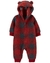 Macacão Fleece Xadrez Vermelho Carter's