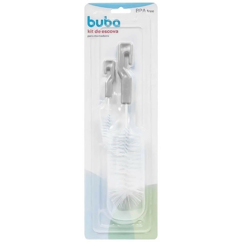 Kit Escovas Mamadeira E Bico Cinza Buba