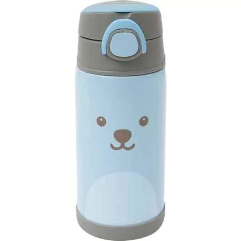 Garrafa Térmica Parede Dupla Com Canudo Gumy Azul Buba