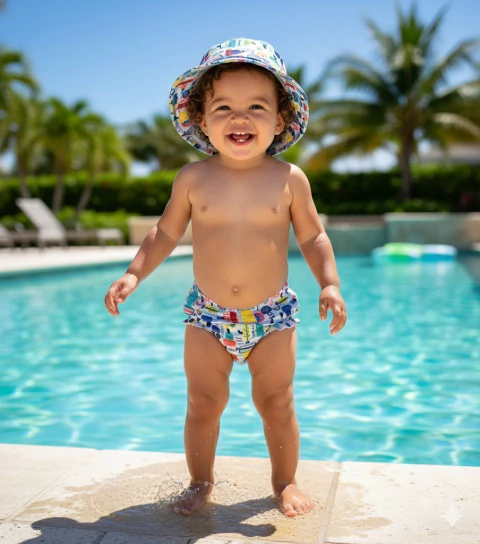 Conjunto De Banho Fralda Reutilizável E Chapéu Navios Gui +Gui Co - comprar online