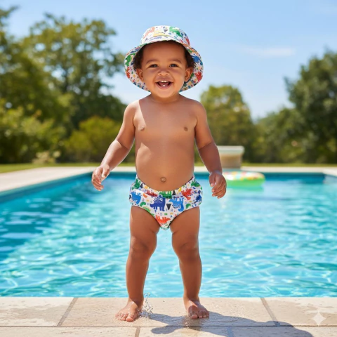 Conjunto De Banho Fralda Reutilizável E Chapéu Dino Gui +Gui Co - comprar online