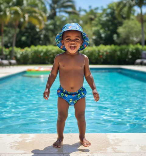 Conjunto De Banho Fralda Reutilizável E Chapéu Monstrinhos Gui +Gui Co - comprar online