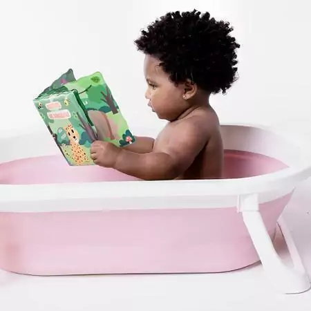 Banheira Portátil Dobrável Rosa Buba