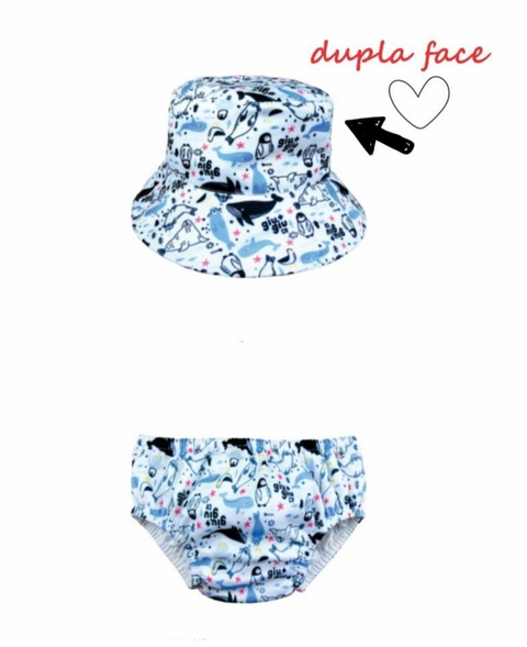 Conjunto De Banho Fralda Reutilizável E Chapéu Pinguim Gui +Gui Co