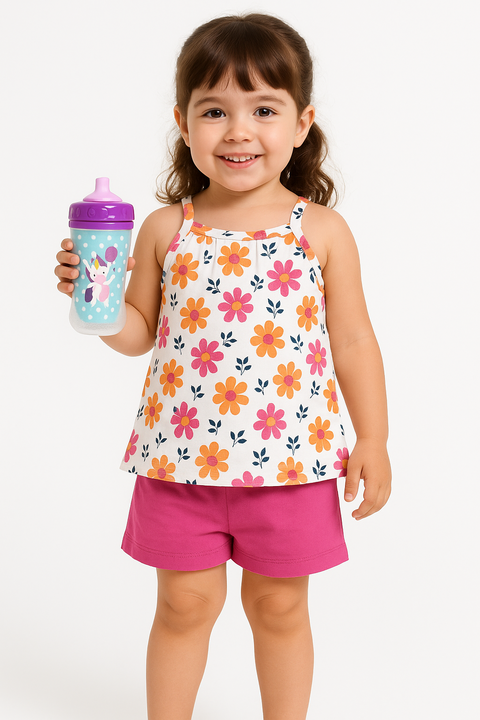 Conjunto Menina Regata Floral e Short Liso Kyly - comprar online