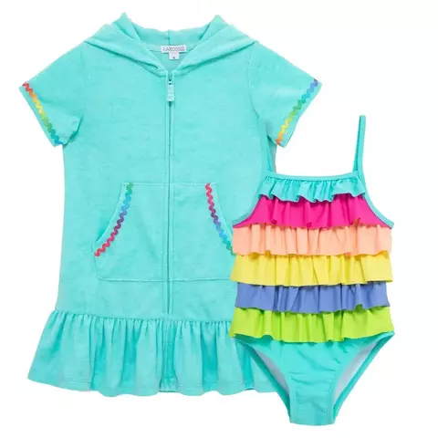 Conjunto 2 peças Flapdoodles Roupão+ Maiô Arco-íris - Helô Imports