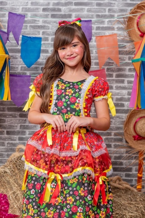 Vestido Junino Juliete Florzinha Preta