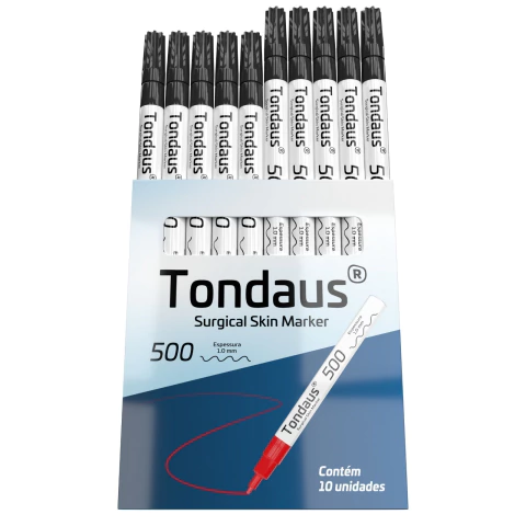 CANETA MARCAÇÃO CIRÚRGICA 2.0 a 3.0MM PRETO 10UN TONDAUS 700