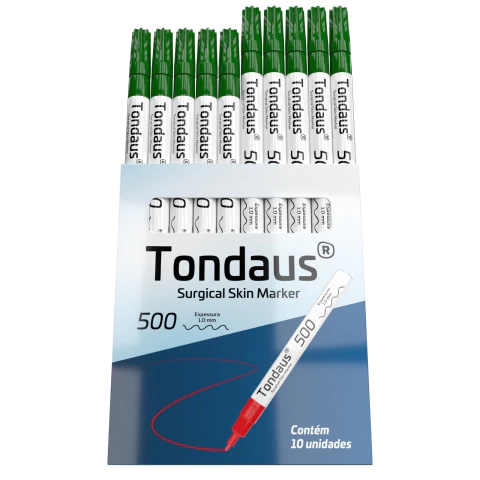 CANETA MARCAÇÃO CIRÚRGICA 2.0 a 3.0MM VERDE 10UN TONDAUS 700