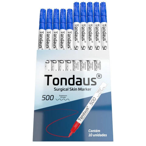 CANETA MARCAÇÃO CIRÚRGICA 1.0MM COR AZUL 10UN TONDAUS 500