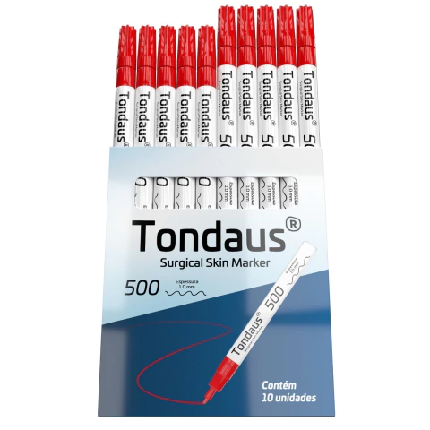 CANETA MARCAÇÃO CIRÚRGICA 1.0MM COR VERM. 10UN TONDAUS 500