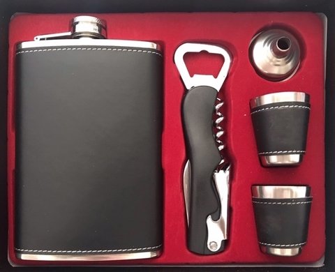 Kit Cantil Porta Bebidas Para Whisky Vodka Abridor de Garrafa Multiuso