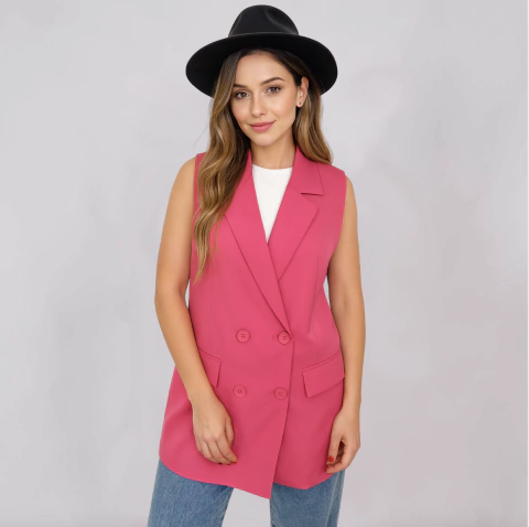 Blazer Chaleco Rosa chicle - comprar online