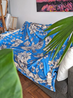 Manta Toile de Jouy Azul - comprar online