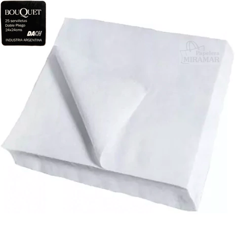 Servilleta tissue 2 pliegos blanca 24x24cm