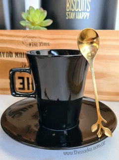 Mugs con plato Bright Black 290ML x 2.