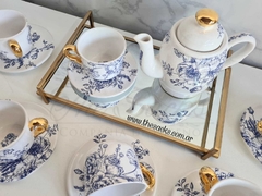 Taza con plato Golden blue roses - The Sacks deco