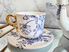 Taza con plato Golden blue roses