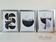 Set x3 cuadros Blue Circles 36x46cm