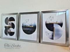 Set x3 cuadros Blue Circles 36x46cm - comprar online