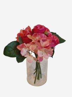 Bouquet rosas & hortensias pink