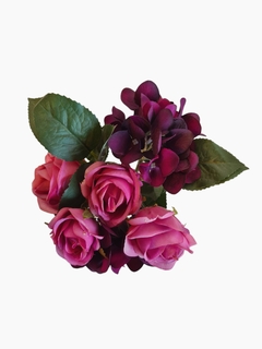 Bouquet rosas & hortensias violet/fucsia - comprar online