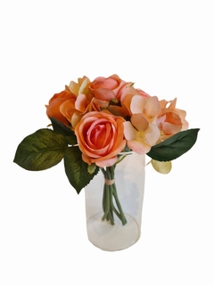 Bouquet rosas & hortensias orange