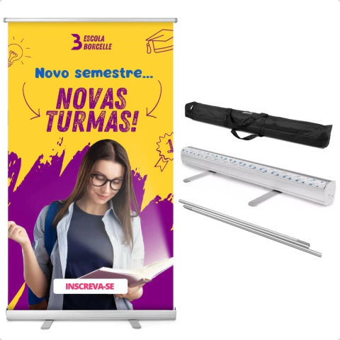 Suporte Roll Up para Banner em Alumínio com banner impresso - comprar online