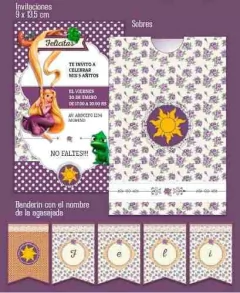 Imagen de Kit Imprimible Rapunzel Enredados Shabby Chic