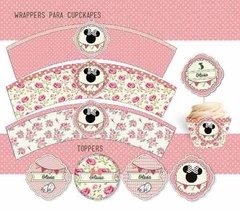 Kit Imprimible Minnie Shabby Chic Rosa - Pirulero
