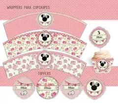 Kit Imprimible Minnie Shabby Chic Rosa - Pirulero