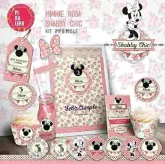 Kit Imprimible Minnie Shabby Chic Rosa