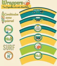 Kit Imprimible Surf - Pirulero