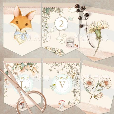 Kit Imprimible Sweet Fox Alex _ Coleccion Bosque Vintage