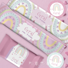 Kit imprimible Arcoiris rosa pastel - Pirulero