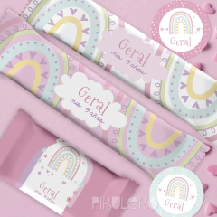 Kit imprimible Arcoiris rosa pastel - Pirulero