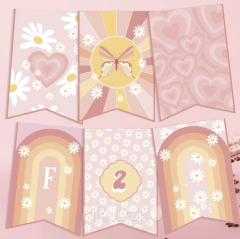 Kit Imprimible Groovy Vibes Mariposa Arcoiris Y Margaritas