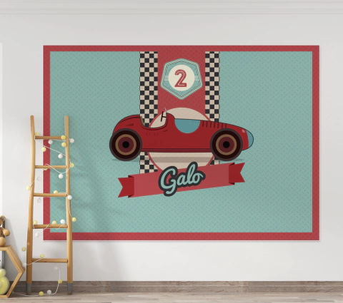 Banner Imprimible Auto de carrera Vintage