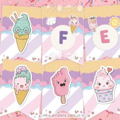 Kit imprimible Helados, heladitos rosa y lila pastel