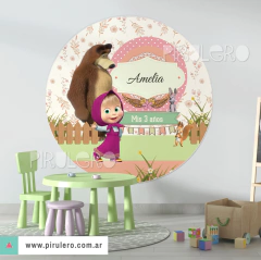 Banner Imprimible Circular Masha y el oso