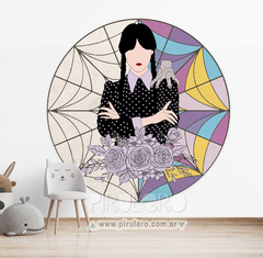 Banner Imprimible Circular Merlina Addams Wednesday mod 1
