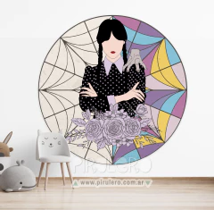 Banner Imprimible Circular Merlina Addams Wednesday mod 1