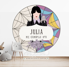 Banner Imprimible Circular Merlina Addams Wednesday mod 2