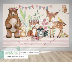 Animales del bosque encantado - Banner Imprimible sin texto