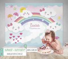 Lluvia de amor nubes y arcoiris Banner Imprimible
